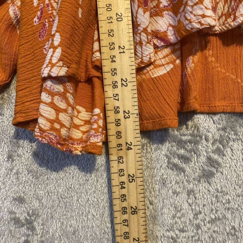 Maurices Top‎ Womens Sz S Orange Flowy Boho Hippie Cottage Beach Resort Cruise - Picture 6 of 11